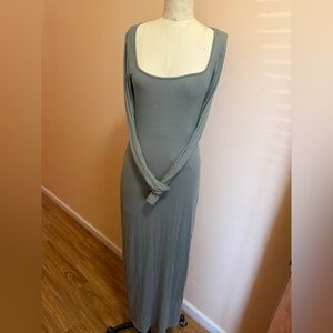 Urban Outfitters Sage Green Long Sleeve Square Neck Maxi Dress